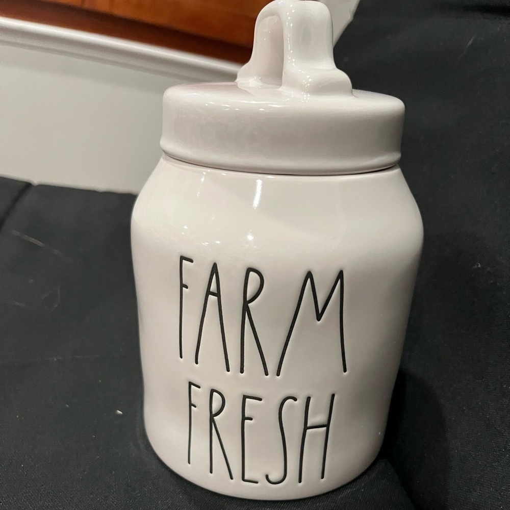 Rae Dunn White 'Farm Fresh' Ceramic Canister